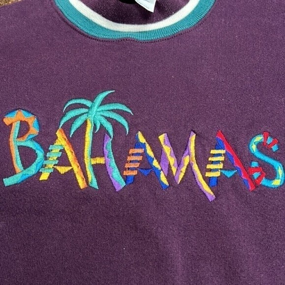 BAHAMAS PURPLE COLORFUL EMBROIDERED MEDIUM CREWNECK SWEATSHIRT - Picture 7 of 7